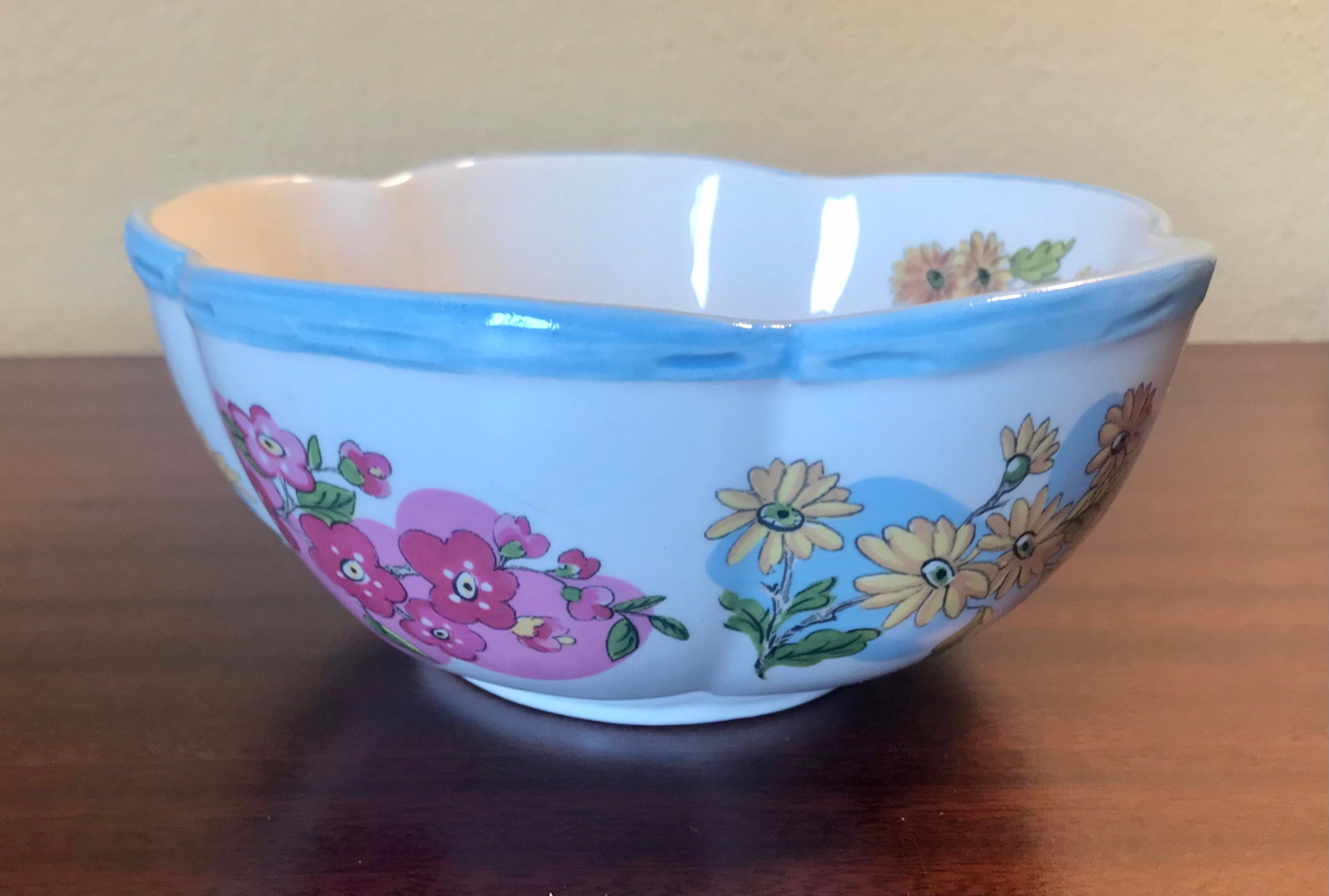Beautiful Multicolored Ceramic Flower Bowl By. Global Design - Etsy Finland