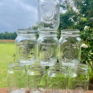 ゴールデンハーベストガラスメイソンジャー 8個入り 2カップ入り 透明メイソンジャー キャニングジャー / メイソンジャー / ホーンオブプレンティ / 感謝祭ジャー / 秋のジャー / ギフトに最適