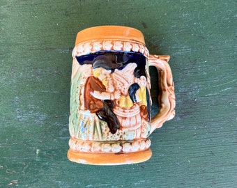 1972年製 ヴィンテージ 手描き陶器製ビールジョッキ：日本製