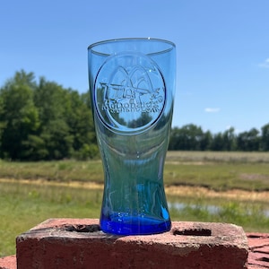 1961 McDonald&#39;s Advertising Logo Cobalt Blue Glass Tumbler - 16oz Bell Shaped Glass Highball Bottle Shaped Collectible Fast Food Pint 16 oz