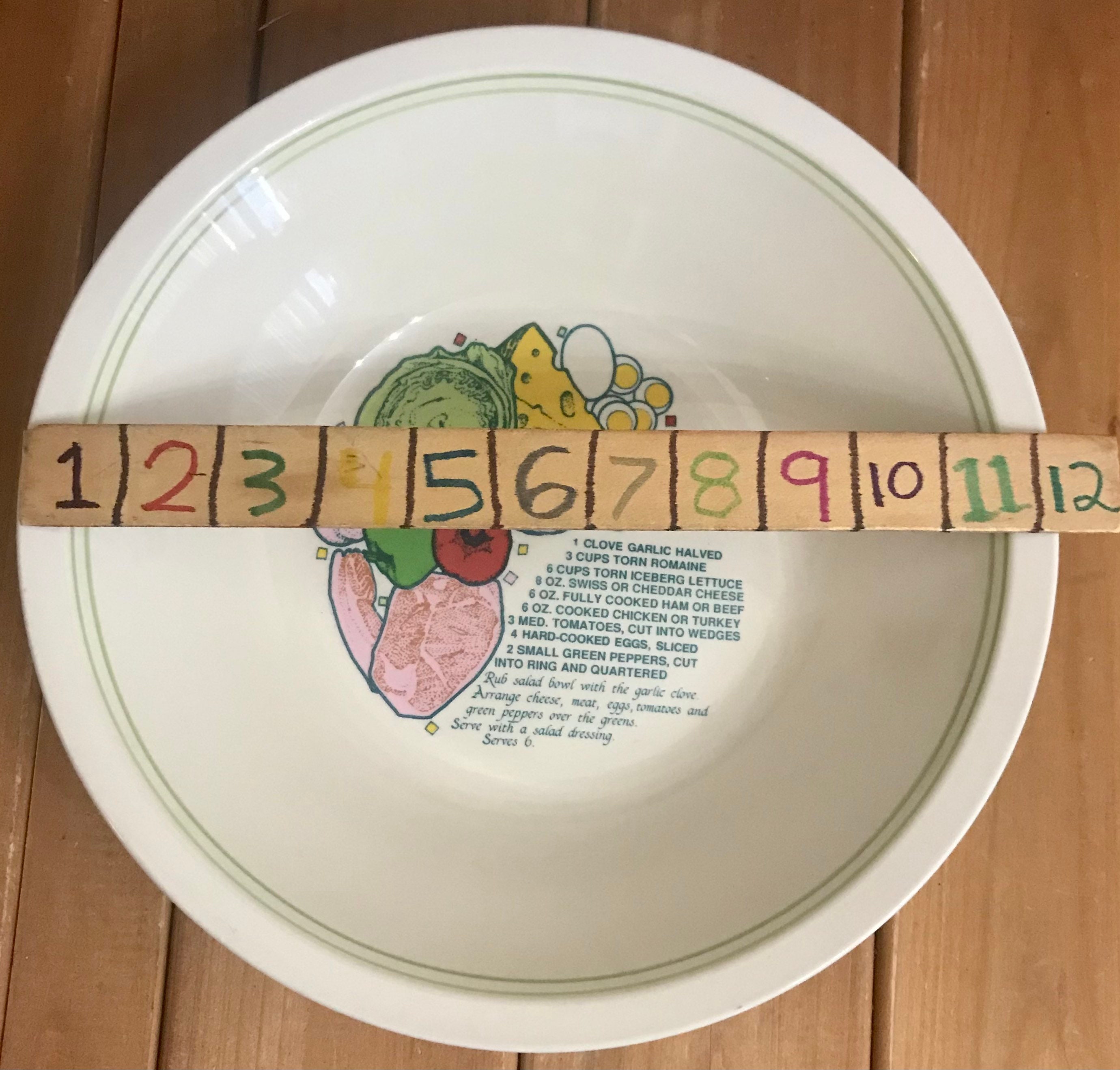 Vintage Salad Serving Bowl Chefs Salad Bowl W Recipe Inside Etsy