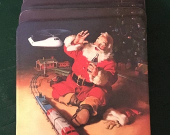 Vintage Coaster Christmas Coca-Cola  Santa Claus Coasters / Saint Nick Retro Coasters / Coke Collectible /  Christmas Collectible Drinkware