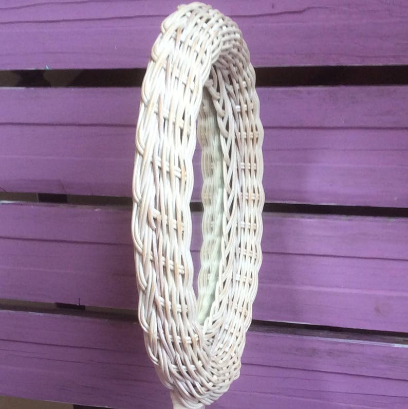 Vintage Wicker Handheld Mirror White Wicker W/ Purple Hand Etsy