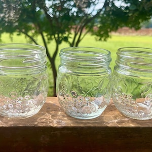 3 Vintage Ball Glass Mason Ball Jar - Clear Mason Canning Jars / Ball Mason Jar Fruit Design Canning Jars / Great Gift For Holidays Tomatoes