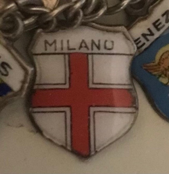 VINTAGE 800 Silver ENAMEL ITALY TRAVEL SHIELD CHARM Souvenir Crest TSIT
