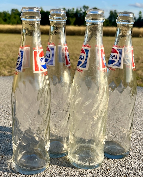 Four 1970's Pepsi-cola Glass Bottle – Swirl 10 Oz Collectible