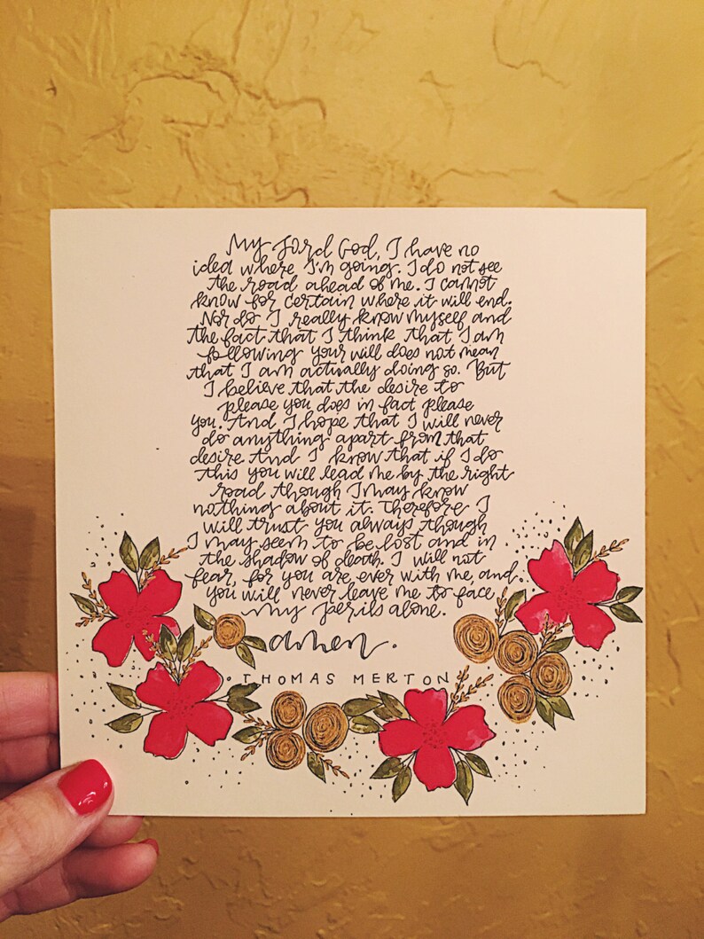 Handmade Thomas Merton Prayer Card | Etsy
