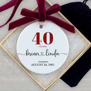 Personalized 40th Wedding Anniversary Ornament With Custom Vows. Traditional Ruby Anniversary Keepsake Gift for Parents, Grandma or Couple