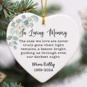 Customized Memorial Christmas Ornament. In Loving Memory Keepsake Gift For Loss of Mother or Father. Forget Me Not Remembrance For Loved One