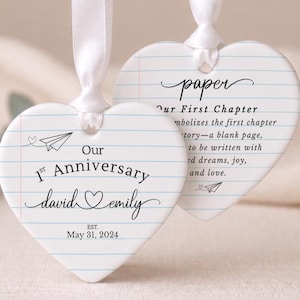 Paper Traditional Handmade 1st Wedding Anniversary Gift. Ornament Keepsake with First Year Romantic Passage. Gift For Spouse or boyfriend.