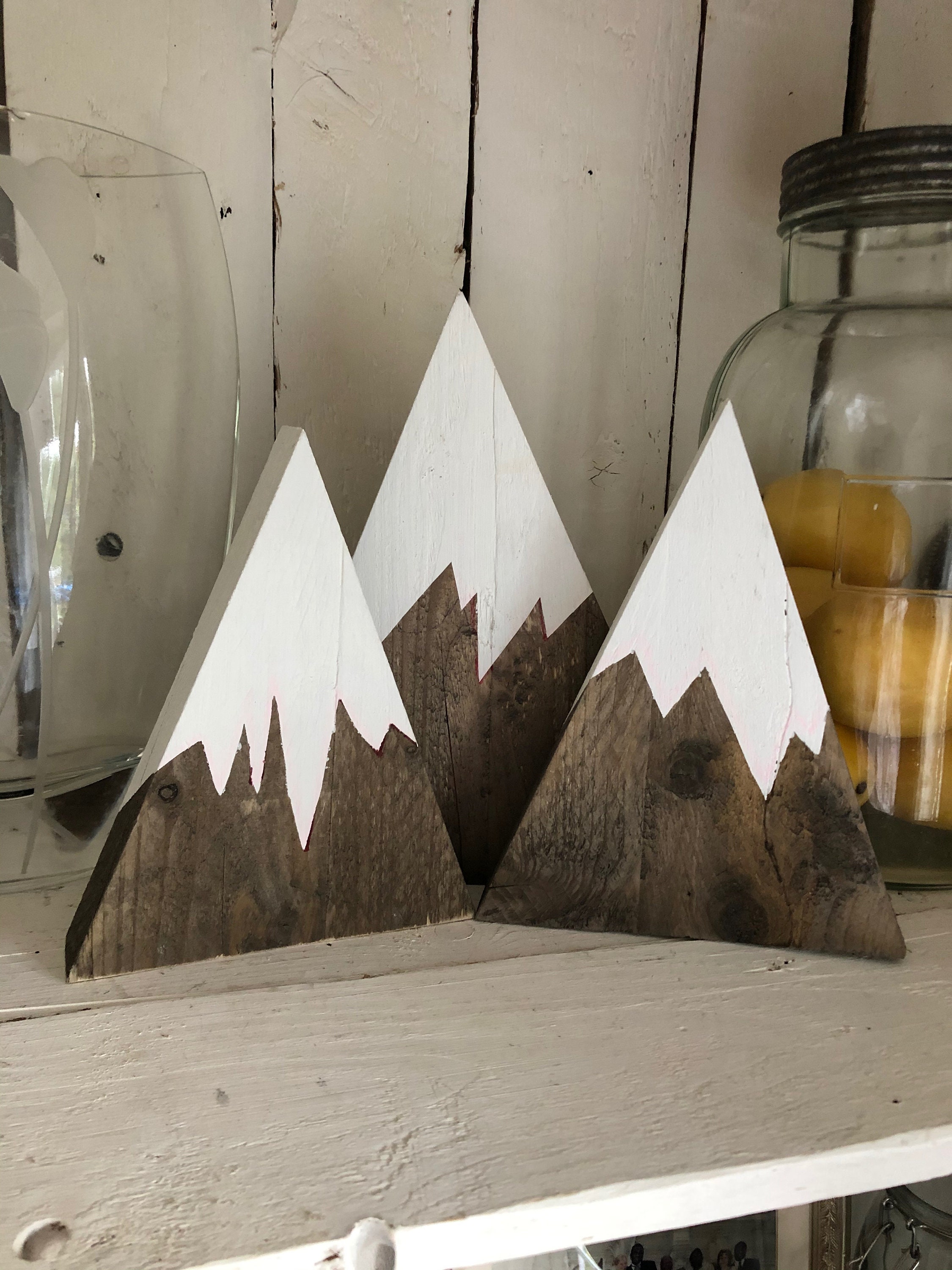 Wooden mountain decor Etsy