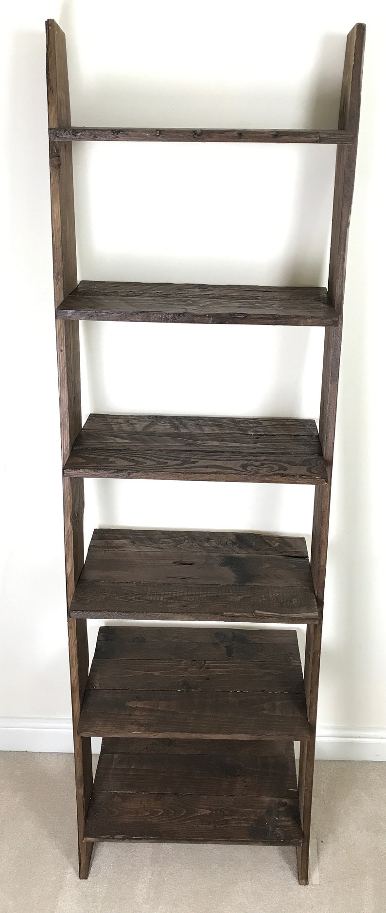 Walnut Ladder Shelf Shoe Rack 6 Shelf Bookcase made from Etsy