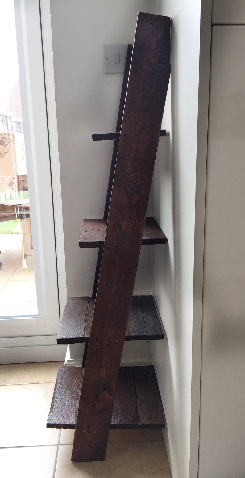 Ladder Shelf 4 Shelves Distressed in White Black Barnwood Etsy