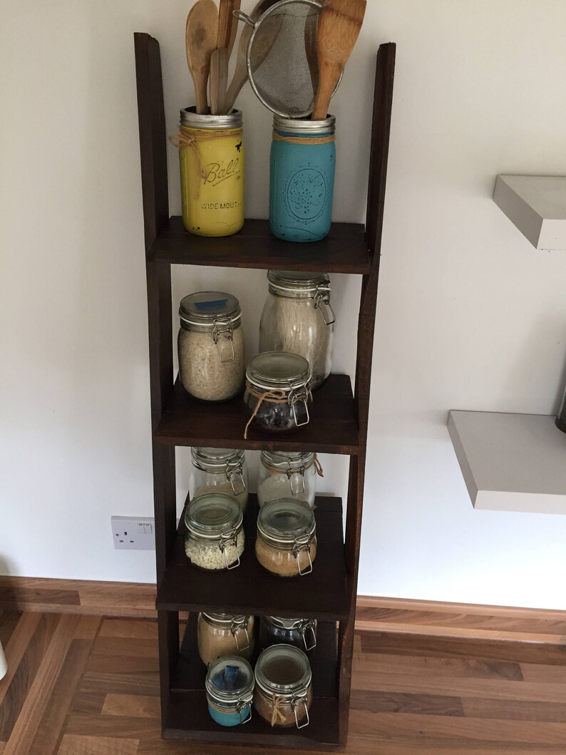 Ladder Shelf 4 Shelves Distressed in White Black Barnwood Etsy