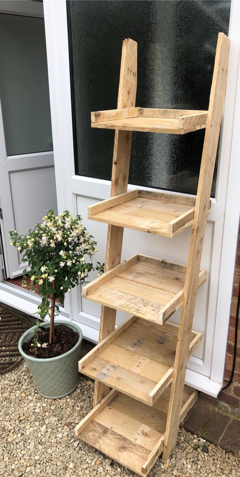 Ladder Shelf Shoe Rack 6 Shelves Bookcase made from Reclaimed Etsy