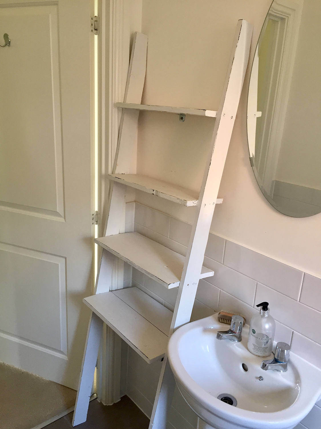 Ladder Shelf White 4 Shelves With Space for Laundry Hamper Etsy