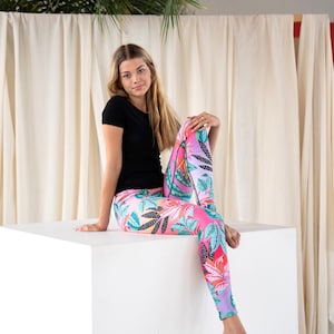 Jungle Print Leggings – All Over Print Yoga Pants, Nature Leggings for Women, Printed Workout Leggings, Boho Activewear