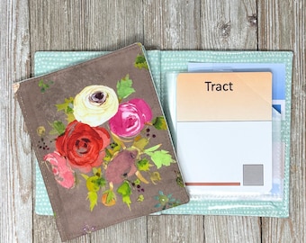 Cottage Rose NEW SIZE tract holder/ tract organizer
