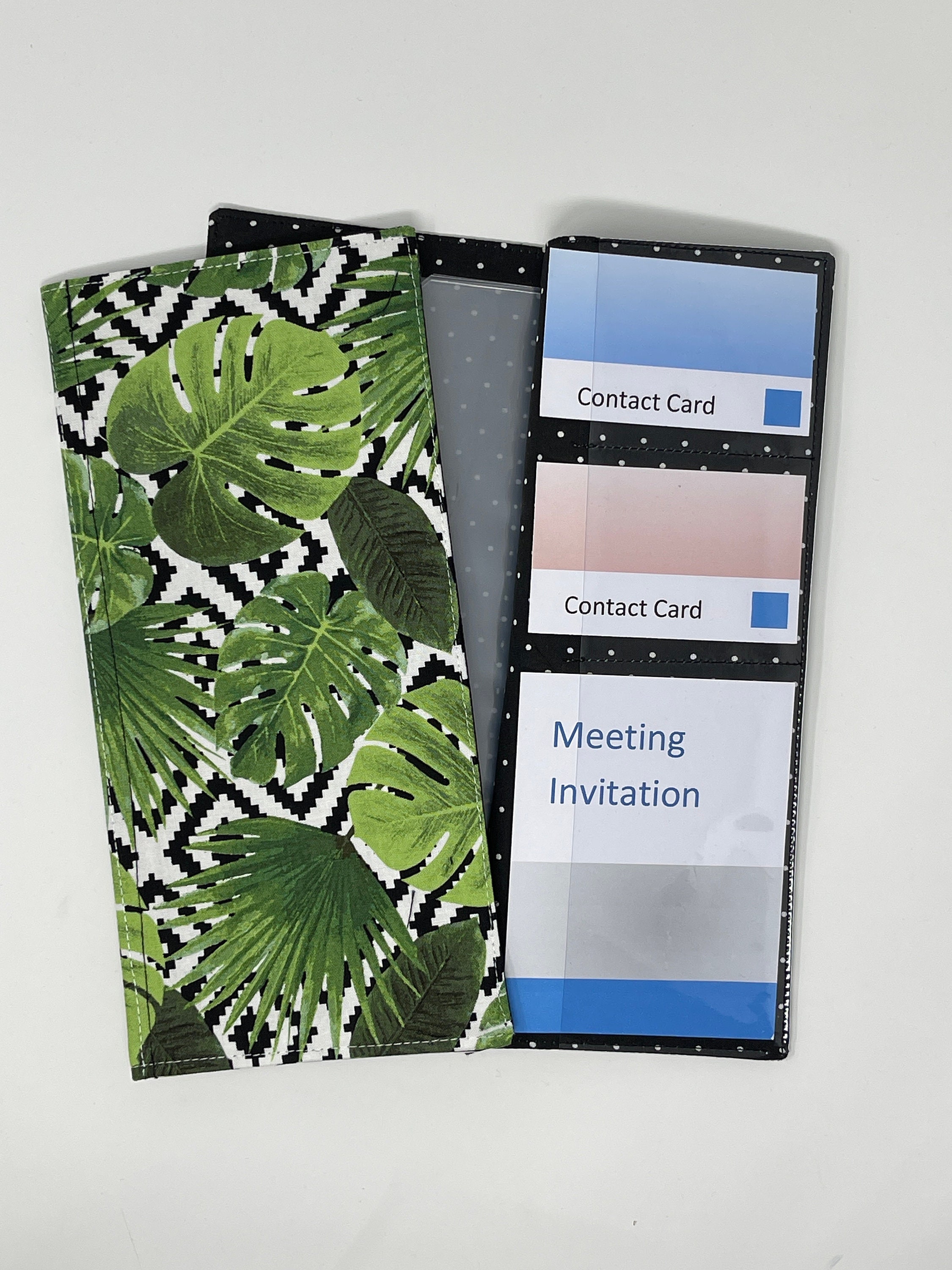 Monstera tract holder/ tract organizer with pockets for meeting invitations and contact cards – JW ministry organizer
