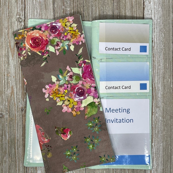 Cottage roses tract holder/ tract organizer with pockets for meeting invitations and contact cards – JW ministry organizer