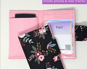 Modern flowers- tract holder with phone pocket