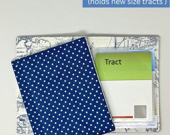 Navy with polka dots NEW SIZE tract holder/ tract organizer
