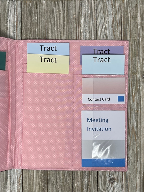 Modern flowers literature organizer with pockets for meeting invitations and contact cards – JW ministry organizer, pioneer gift