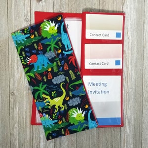 Jungle Dinosaurs JW Tract holder/ tract organizer with pockets for meeting invitations and contact cards – ministry organizer JW kids