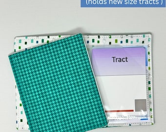 Teal Houndstooth- NEW SIZE tract holder/ tract organizer