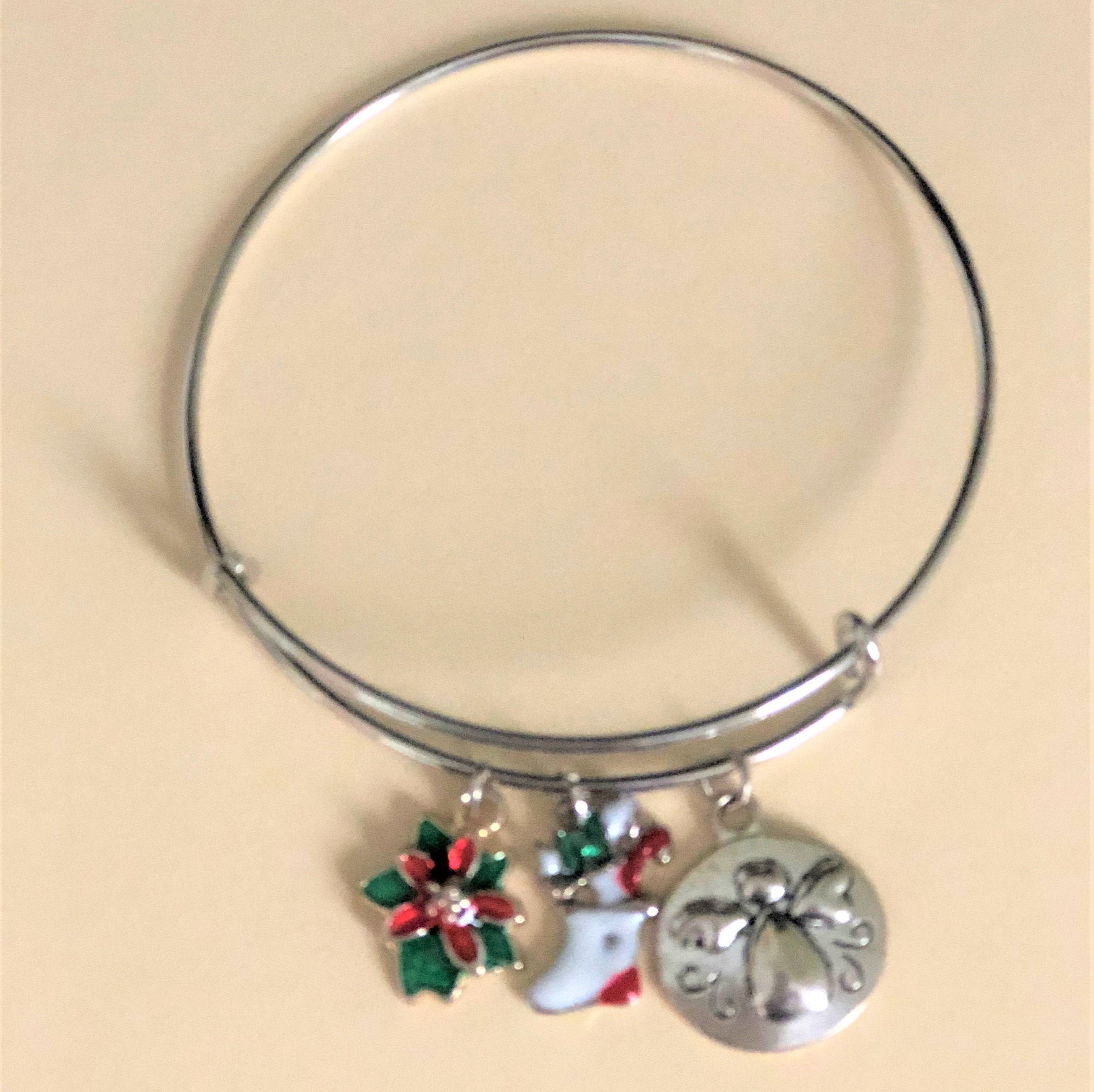 Silver Christmas Charm Bracelet Etsy