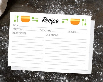 Printable Recipe Cards / recipe cards, recipe cards printable, recipe cards 4x6, pyrex mixing bowls, pyrex bowls, kitchen art