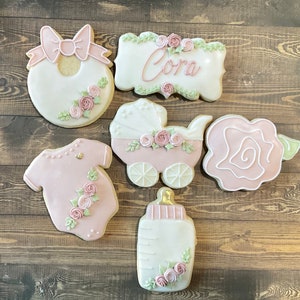 Baby shower floral cookies