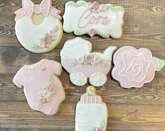 Floral baby shower cookies/ baby in bloom