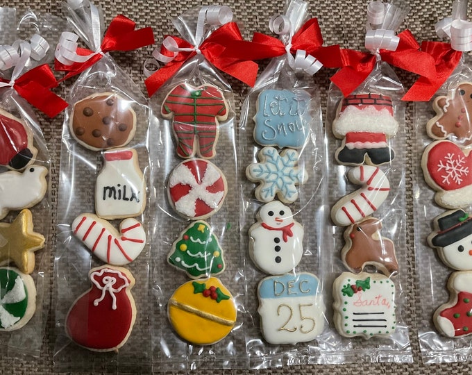 Christmas Cookie Gift Bags/ Christmas Party Favors/ Christmas Mini Cookies Etsy
