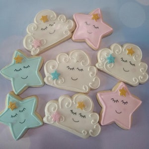 12 Twinkle Twinkle Little star cookies and clouds