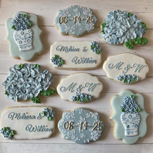 Floral hydrangea bridal shower cookies/engagement cookies/birthday cookies