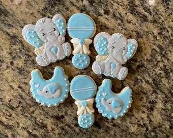 Elephant baby shower cookies