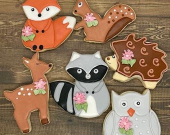 12 woodlands cookies/ forest animals