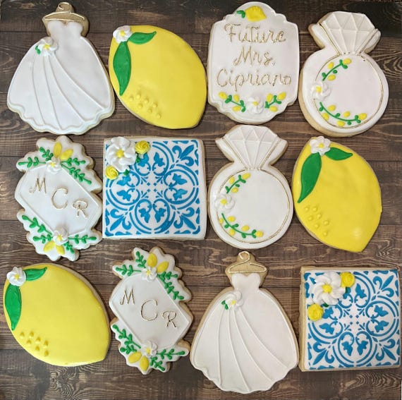 Mediterranean/Lemon themed bridal shower cookies