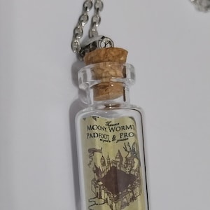 Marauders Map  | Middle earth |   Tiny Map in Glass Bottle Pendant