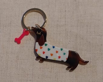 Dachshund sausage dog keyring | layered acrylic | dog lover