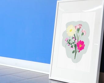 Custom Birth Month Flower Print – Hand-Drawn Family Floral Art