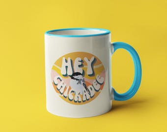 Hey Chickadee Retro Coffee Mug - Vintage-Inspired Nature Lover Gift