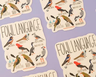 Fowl Language Sticker, Funny Bird Sticker, Vinyl Sticker, Water Bottle Sticker, Laptop Sticker