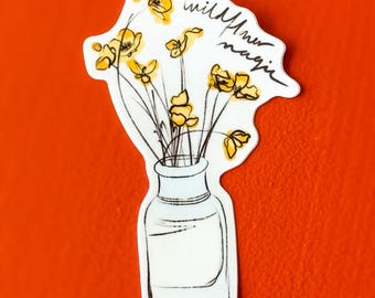 Wildflower Vinyl Sticker, Floral Sticker, Waterproof Sticker, Laptop Sticker, Water Bottle Sticker