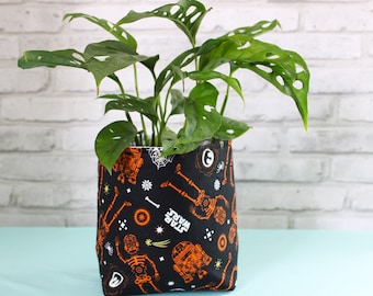 Halloween robots fabric storage basket, kids movie room decor