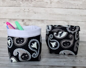 Halloween fabric storage bin, glow in the dark home decor