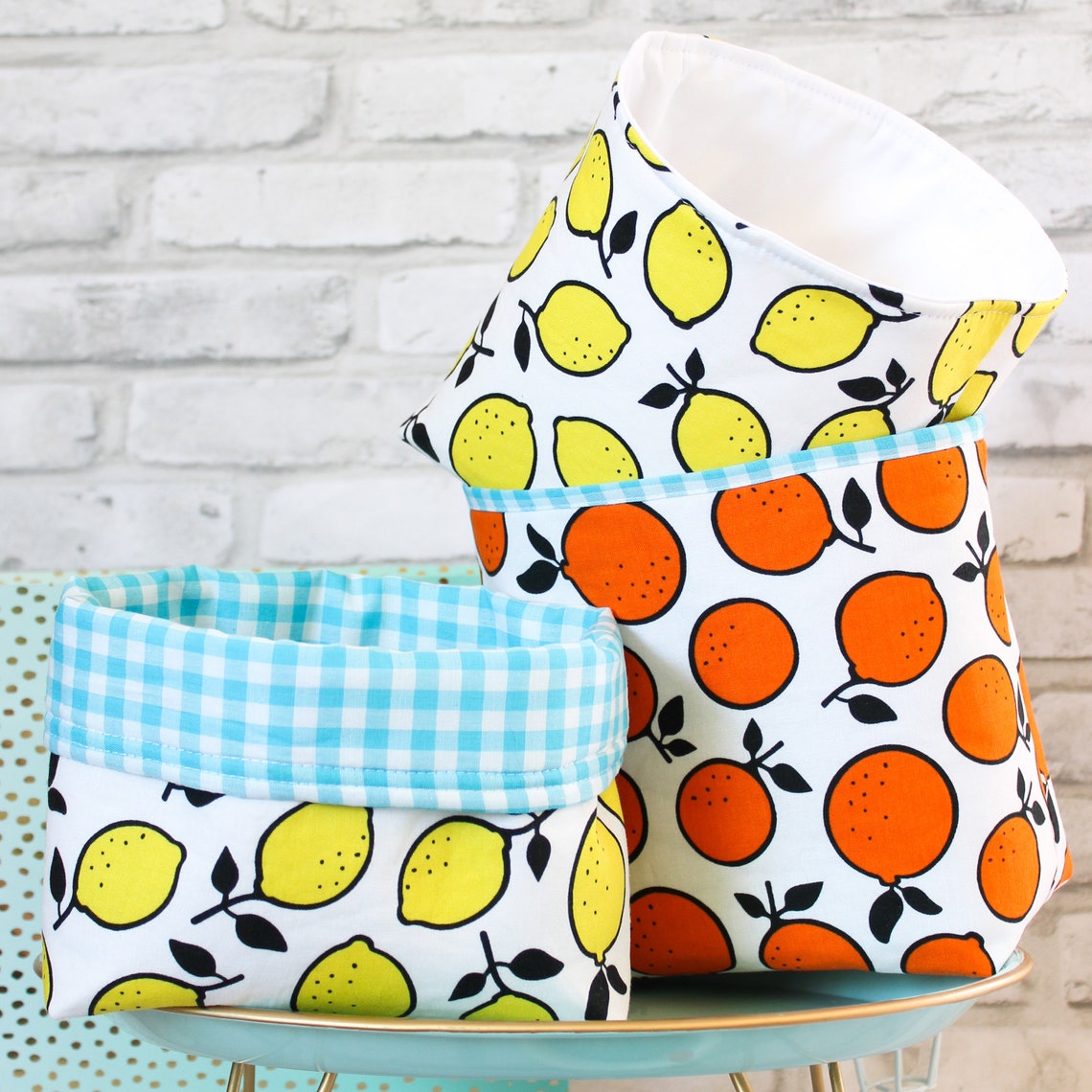 Orange fruit fabric storage basket citrus kitchen home decor Etsy
