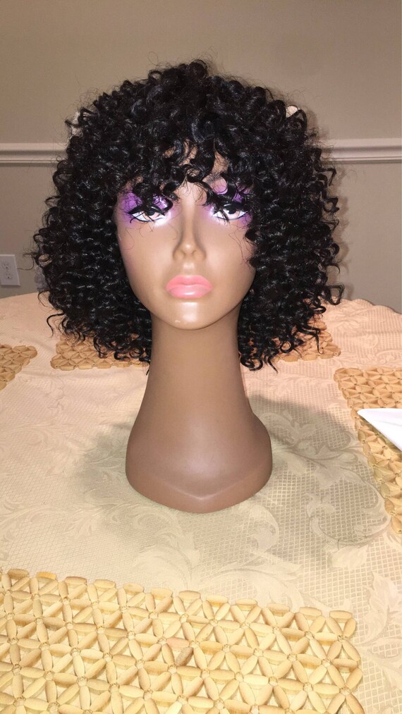 Curly Wig With Full Bang Synthetic