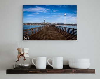 Oceanside Pier Morning – California Coastal Wall Art, Oceanside Pier Photography, Wooden Pier Seascape Canvas Print